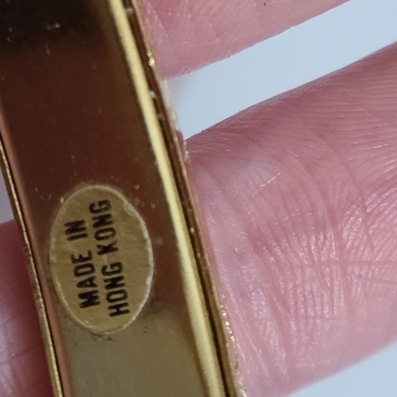 Vintage bracelet bangle etched flowers gold safety chain estate vtg Hong Kong - Picture 8 of 13